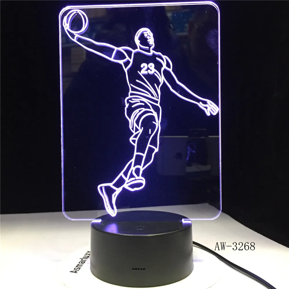 

LeBron James 23 Basketball LED NightLight 3D Sports Table Desk Lamp Lighting Kids Room Decor Luminaria Gift Dropship AW-3268