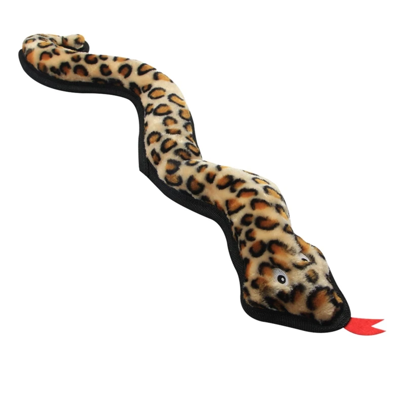 

Pet Snake Shaped Doll Chew Toy Plush Dog Leopard Snake Squeak Toy Puppy Dog Teeth Training Toy Teeth Cleaning Molar Tools