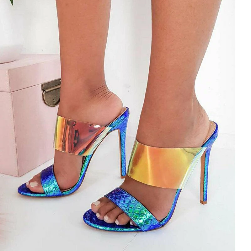 

Jzisuccess Woman Slippers Shoes Peep Toe Solid Ankle-Wrap Summer PVC 2019 Ladies Sandals Super High Thin Heels Pumps