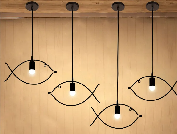 

Modern Metal Fly Fish Suspension Lights Creative Fish Pendant Light Living Room Light Creative Fishes Hanging Lamps Droplight