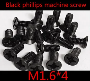 

1000pcs/lot DIN7985 M1.6*4 Steel With Black Cross Recessed Phillips Flat Head Countersunk Machine Screw