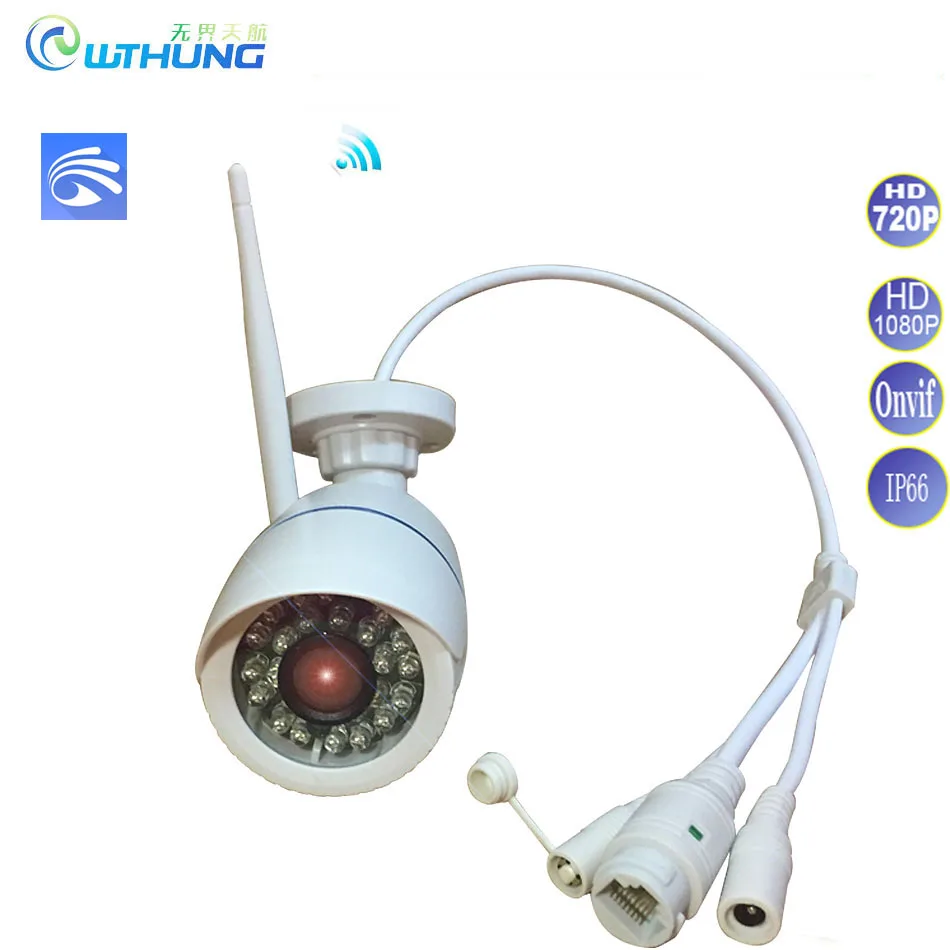 

Wifi IP Camera Wireless wired 720P 1080P CMOS Sensor Bullet white shell Support SD card motion detector for CCTV security Camera