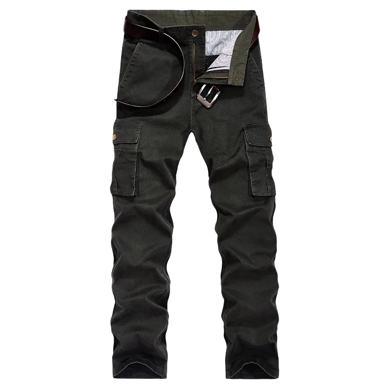 Cargo Men Pants Autumn Winter Thick Big Pockets Desgin Full Length Plus Size 44 Army Military Casua