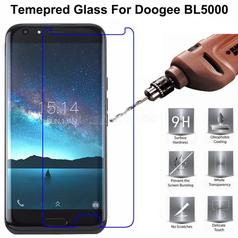 

Doogee BL5000 Glass Doogee BL5000 Tempered Glass On Doogee BL 5000 Screen Protector Film Case 0.33mm 9H 2.5D Transparent Glass