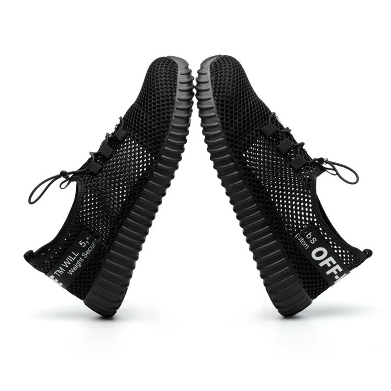 Comprar JUNSRM zapatos de seguridad para hombres botas de verano transpirables para mujeres antigolpes de acero puntera de malla antiperforación zapatos de trabajo para hombres 36 46