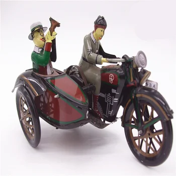 

Adult Collection Retro Wind up toy Metal Tin Ride a tricycle Mechanical toy Clockwork toy figures model kids christmas gift
