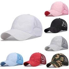 New Design Ponytail Caps For Women Camo Pattern Mesh Cap Summer Baseball Cap Women's Hat Convenient
