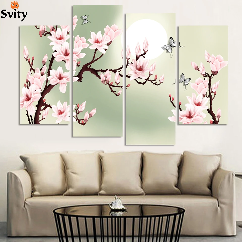 4 Stuck Leinwand Grun Rosa Dekoration Von Orchideen Malerei Wandbilder Fur Wohnzimmer Moderne Blumenbilder 4 Piece Canvas Art Canvas Art4 Piece Aliexpress
