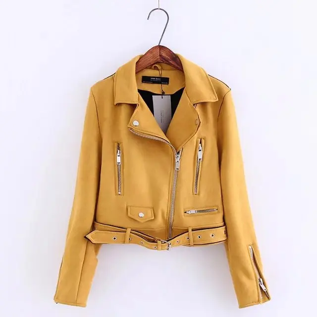 Women Moto&Biker Faux Leather Jacket Chamois Velvet Leather Jacket Female XS S M L Fashion Solid Zipper Chain Lady Jackets