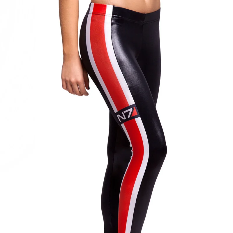 Tanio Projekt czarne kobiety Galaxy legginsy Sexy czerwone paski drukowane