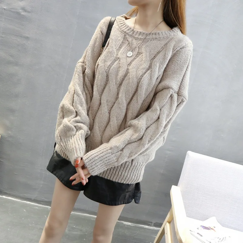 

2019 Fashion Autumn Pullover Winter Warm Women Long Sleeve Casual Sweater Knitted Tops