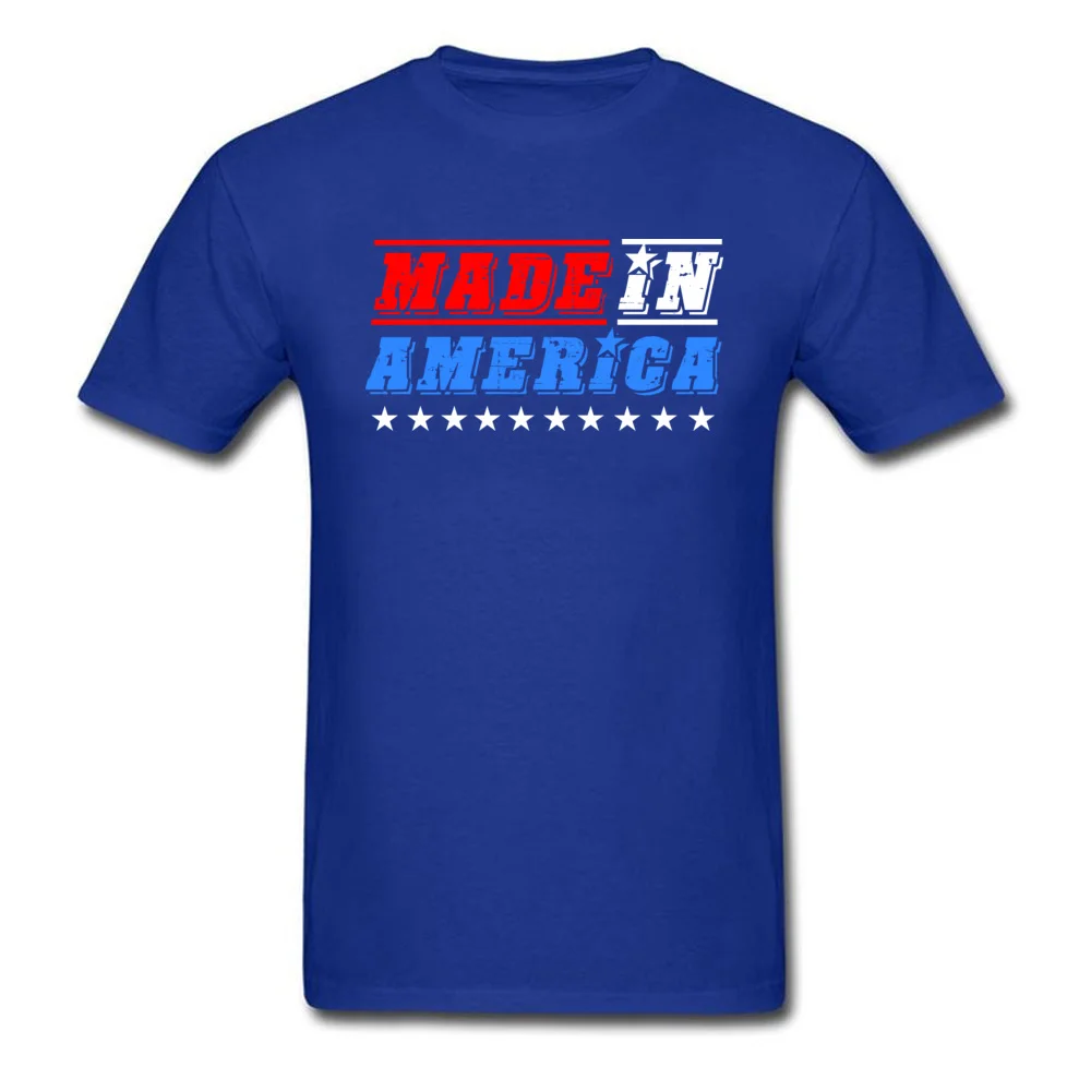 MADE IN AMERICA Special Printed Tops & Tees Crewneck NEW YEAR DAY 100% Cotton Short Sleeve T-shirts for Men Geek Top T-shirts MADE IN AMERICA blue