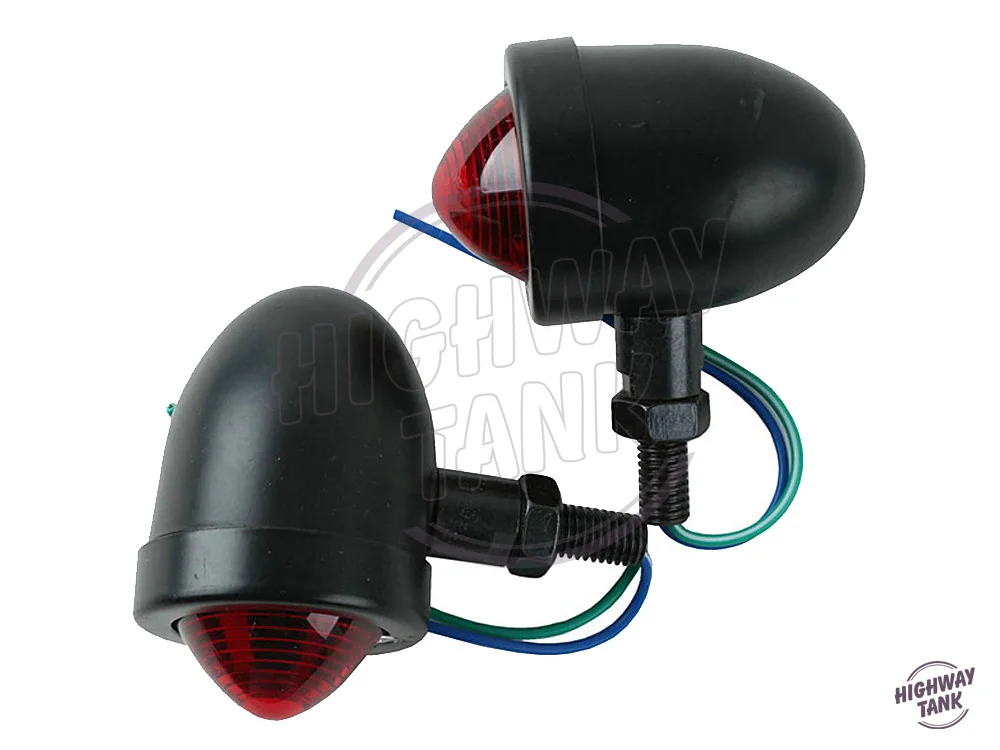 

Universal Motorcycle Red Lense Black Turn Signal Case for Harley Cruiser Chopper Custom Bobber