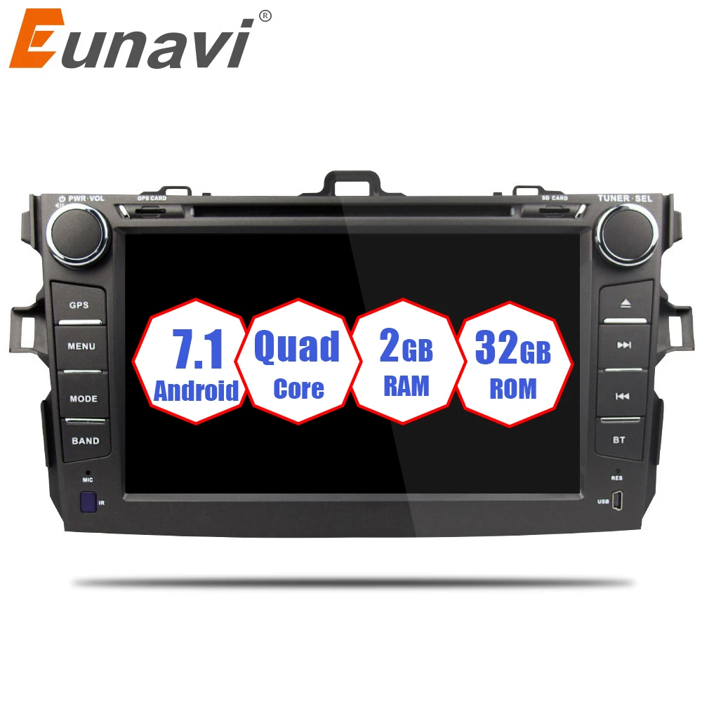 

Eunavi 2 Din Android 8.1 Car Dvd Player For Toyota Corolla 2007 2008 2009 2010 2011 In Dash Car Radio Gps Video Wifi Bluetooth