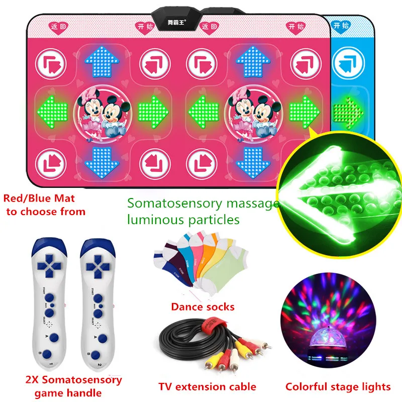Luminous Yoga Dance Mat Double Players Tv Computer Interface Home Game Slimming Dancer Blanket Mat Pad With Two Gamepads