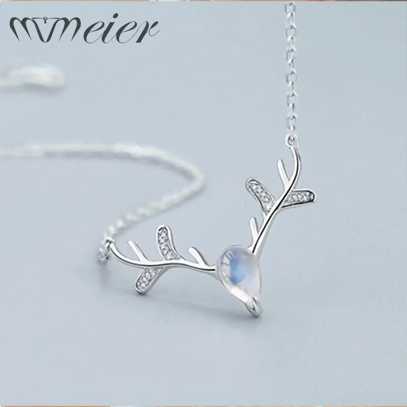 Moon Light Stone Elk Horn модное ожерелье Рождественская цепочка подвеска гипоаллергенные