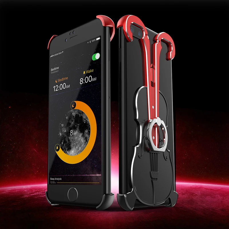 For iphone 6 6s 7 8 plus case Metal Aluminum frame Piano Shockproof Anti-knock With Finger Ring for x cases cover |