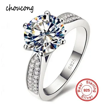 

Lose Money Promotion 100% 925 Sterling Silver Rings Jewelry Luxury 8mm 2 Carat CZ Diamant Zircon Wedding Rings For Women sz 5-10