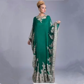 

Appliques Arabic Kaftan Evening Dresses Arabic Abaya Dubai Elegant A-Line Evening Dresses With Long Sleeves Mother of the Bride