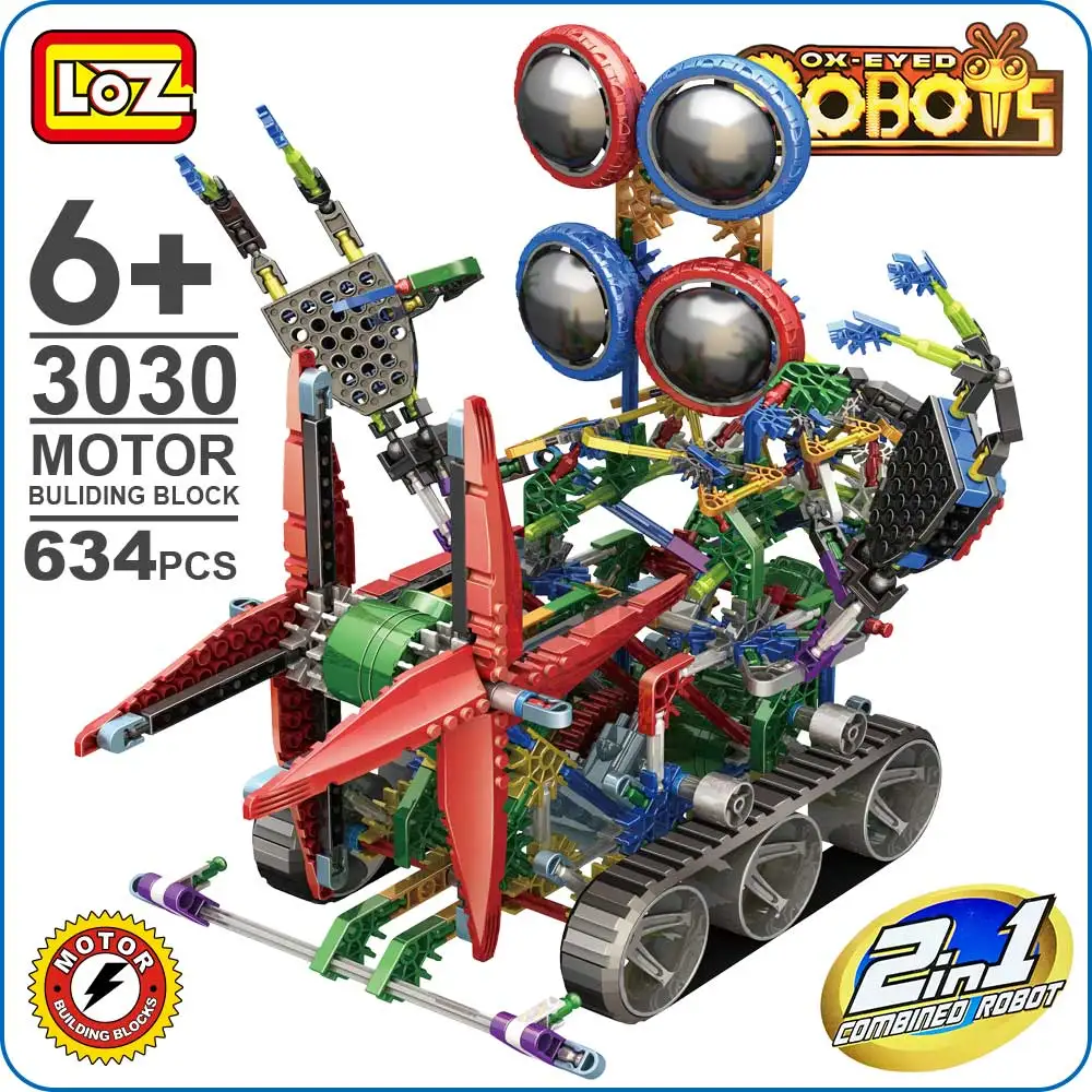 

LOZ ideas Toy Big 4-Eyed Robot Building Blocks Technic Bricks Large Motor Diy Battery Power Action Enlighten Brick Toys LOZ 3030
