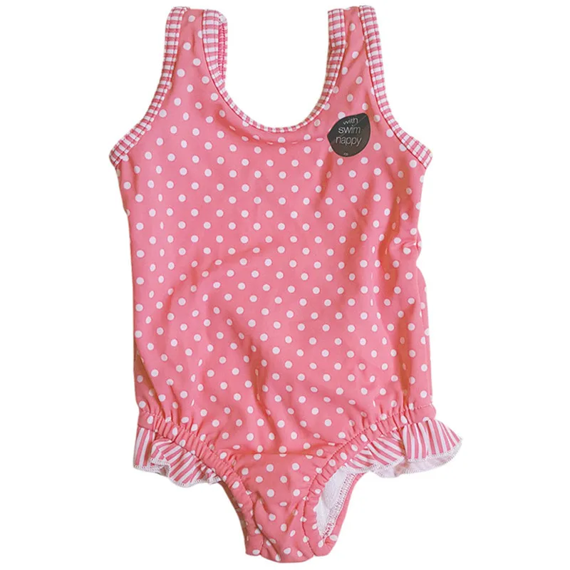 Summer Baby Girls Swimsuit Cute Polka Dot Ruffle One Piece Swimwear