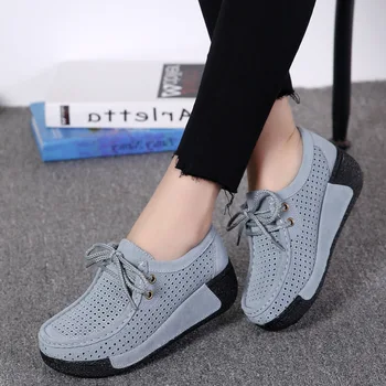 

2018 fashion casual breathable mother single shoes Thick-bottomed hollowed up shoes women