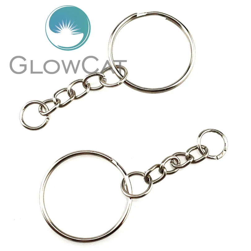 2pcs Metal Split Ring Keychain Key Fob Connector 4 Link Chain Keyring