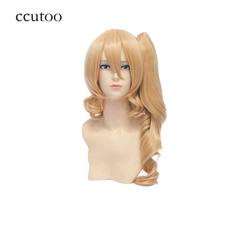 

ccutoo Touhou Project Flandre Scarlet Golden Curly Short Synthetic Wig Heat Resistance Cosplay Hair Wigs With Chip One Ponytail