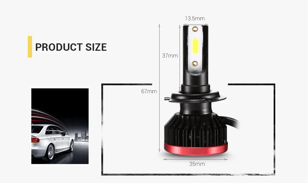 EAGLEVISION EV7 72W H7 IP65 Waterproof Car LED Headlight 360 Degree Light