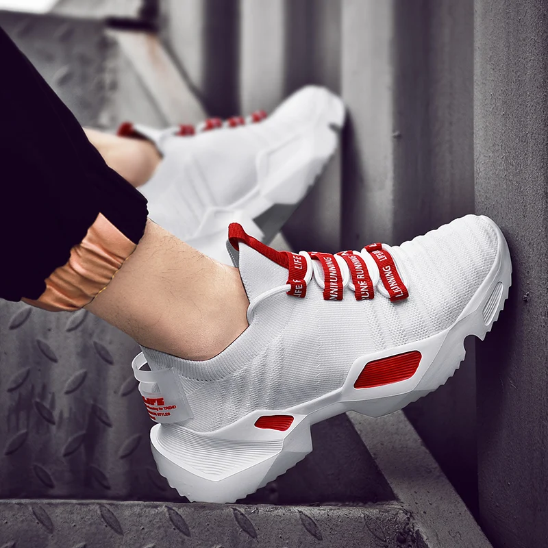 Ceny 2019 najnowszy stylowy cztery pory roku buty do biegania dla mężczyzn wysokiej jakości białe trampki Lace Up lekkie oddychające buty do chodzenia