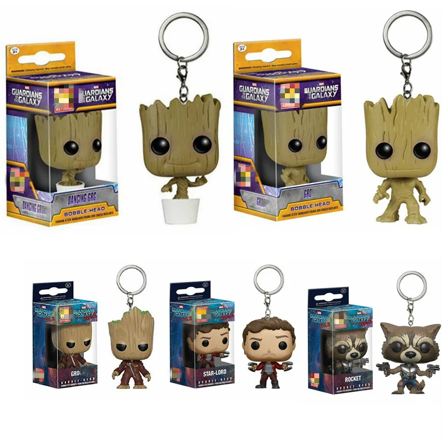 Funko pop Guardians of the Galaxy брелок для ключей игрушки танцев Groot Rocket STAR LORD Quill ROCKET модель