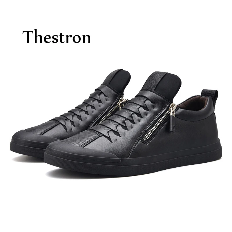 Thestron أحذية الرجال أحذية رياضية الرجال أحذية تزلج 2018 الشتاء الفراء الدافئة الأسود مصمم الذكور حذاء كاجوال حجم 38-44 الأحذية الأزياء