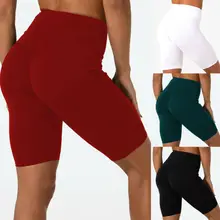 Женские повседневные шорты для бега из спандекса, спортивные шорты для занятий йогой, шорты для бега