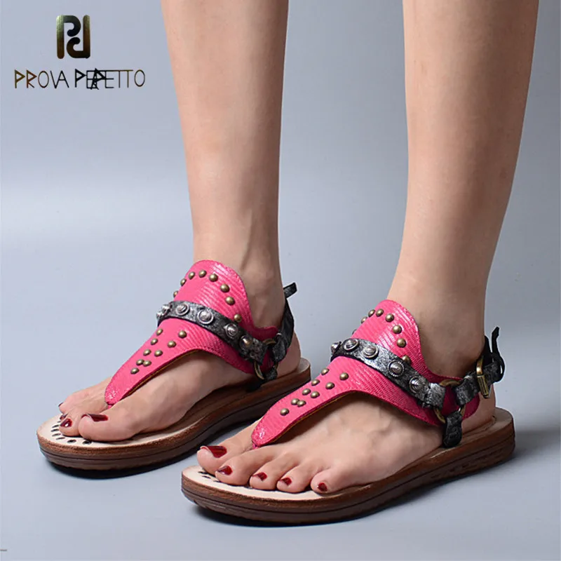 Prova Perfetto Concise Comfortable Loose Woman Non-Slip Buckle Easy To Wear Solid Color Soft Sole Wear-Resisting Flat Sandals