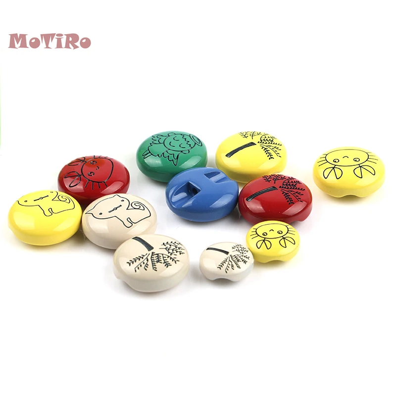 MoTiRo 10 шт. 15 мм цветная мультяшная пуговица из смолы ручная Пряжка для