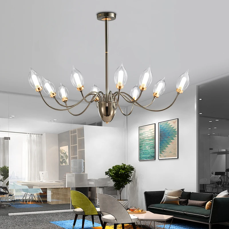 

European Led Chandeliers Lighting Lampshade Rotate Lustre Adjust Rod Chandelier Fixtures Lamparas 3 6 8 10 heads for Home Lighti