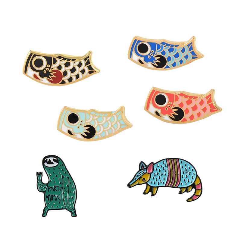 Poisson Japonais Dessin Anime Creatif Koi Carpe Broche Mignon Pangolin Dame Email Epingle Chemise Revers Badge Enfant Bijoux Cadeau Aliexpress