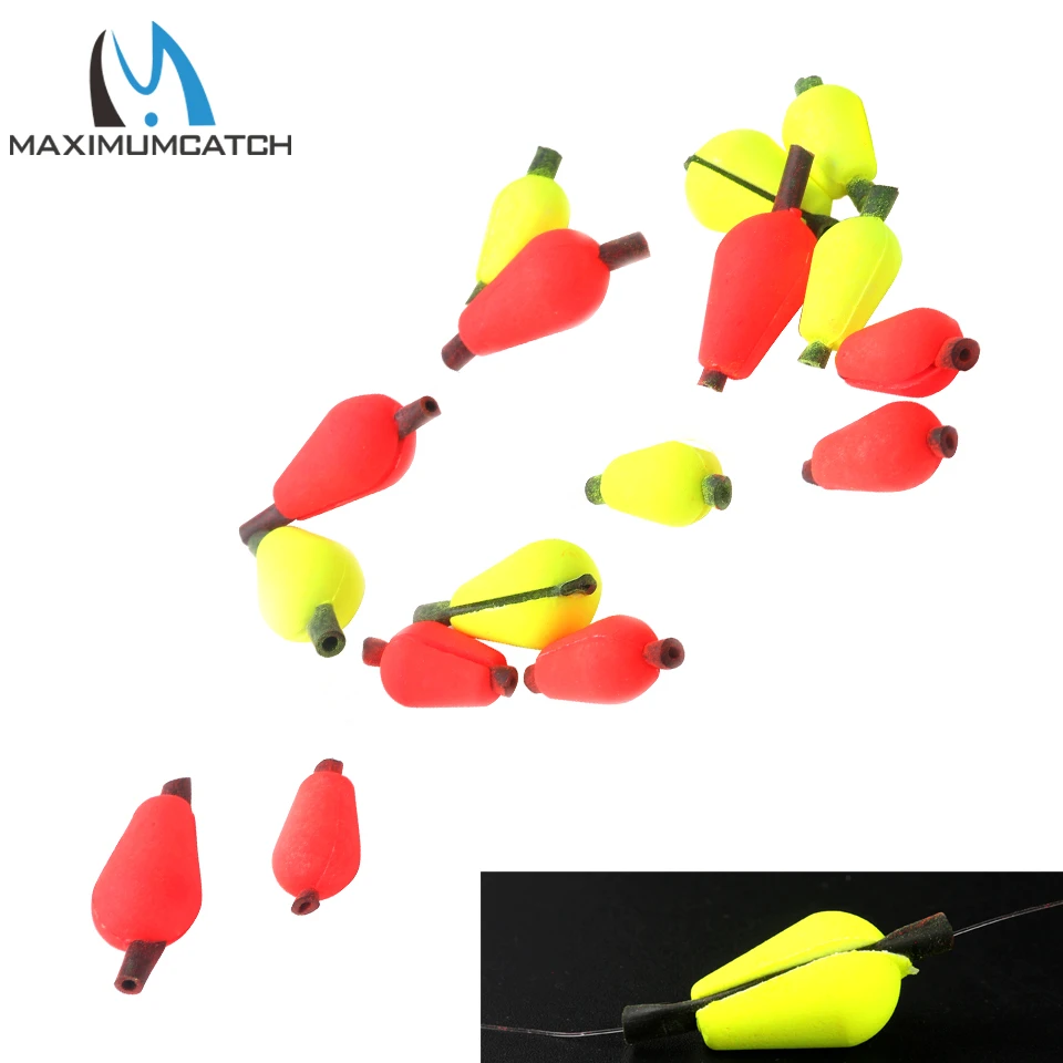Maximumcatch-Indicador de pesca con mosca, 10 unidades, gota de desgarro, 14,4x9,9mm, Color amarillo o rojo
