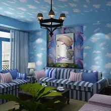 3D голубое небо белые облака виниловые обои для детей Детская комната спальня потолок фон Декор обои настенное покрытие рулон
