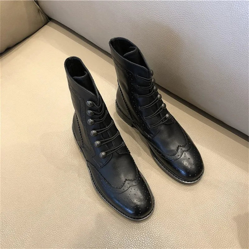 Punk Court Élastique Talon Bout Sculpté Bande Dirigeants Rivet Chelsea En Femmes Silla Black Femme Rond Rétro Martin Bottes Cuir 8TvpRHxP