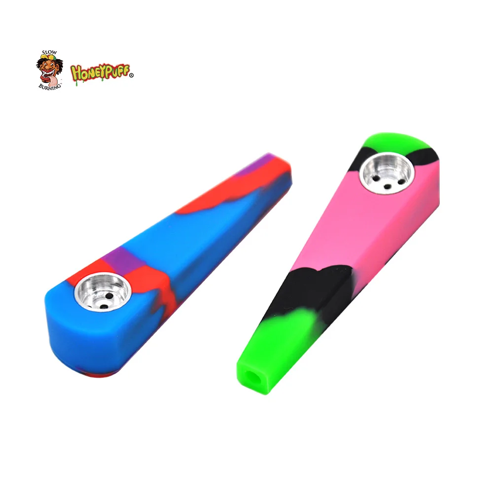 HONEYPUFF Premium FDA Silicone Smoking Pipe 81MM Metal Bowl Tobacco