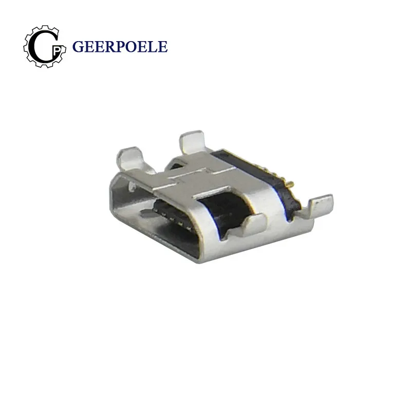 

50 pcs/lot Female DIP/SMT Flat Edge 2 style 5 Pin 4 Feet Connectors Port Micro USB Connector Jack Tail Plug Sockect Terminals