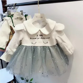 

Baby Girls Princess Christmas Dress Embroidered Pattern Velvet vestido infantil winter thick warm dress