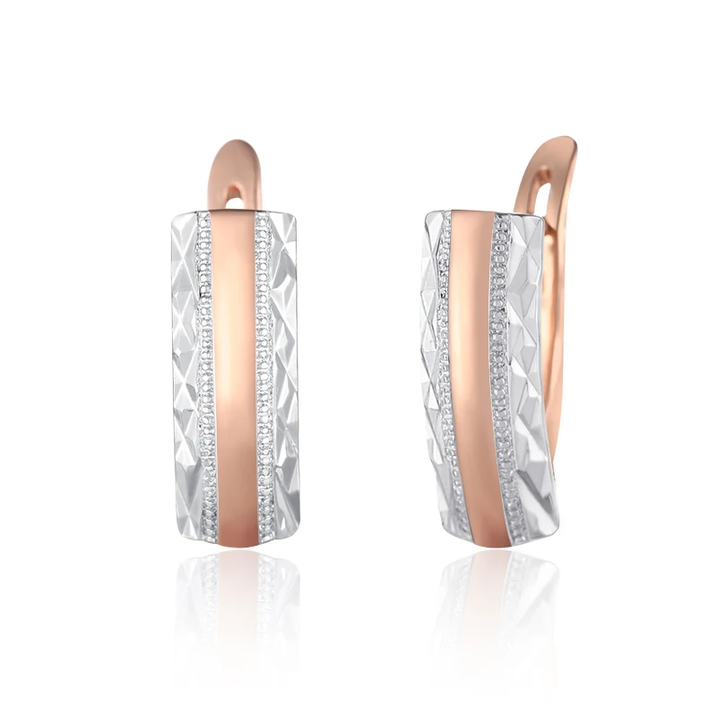

Fashion Jewelry 6mm Women Square Shaped 585 Gold Color Rose White Carve Dangle Earrings
