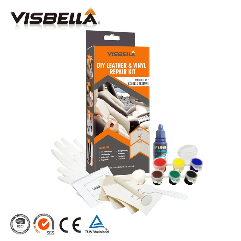 VISBELLA 2 шт. кожаный виниловый Ремонтный комплект клеевая паста для ремонта сидений автомобиля одежда загрузки Rip fix трещины порезы с 10 шт. патч уплотнители