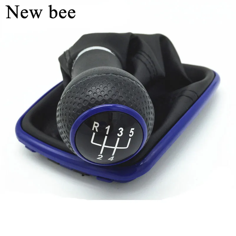 Newbee 23mm 5/6 Speed Blue Gear Shift Knob Shifter Gaitor Boot For