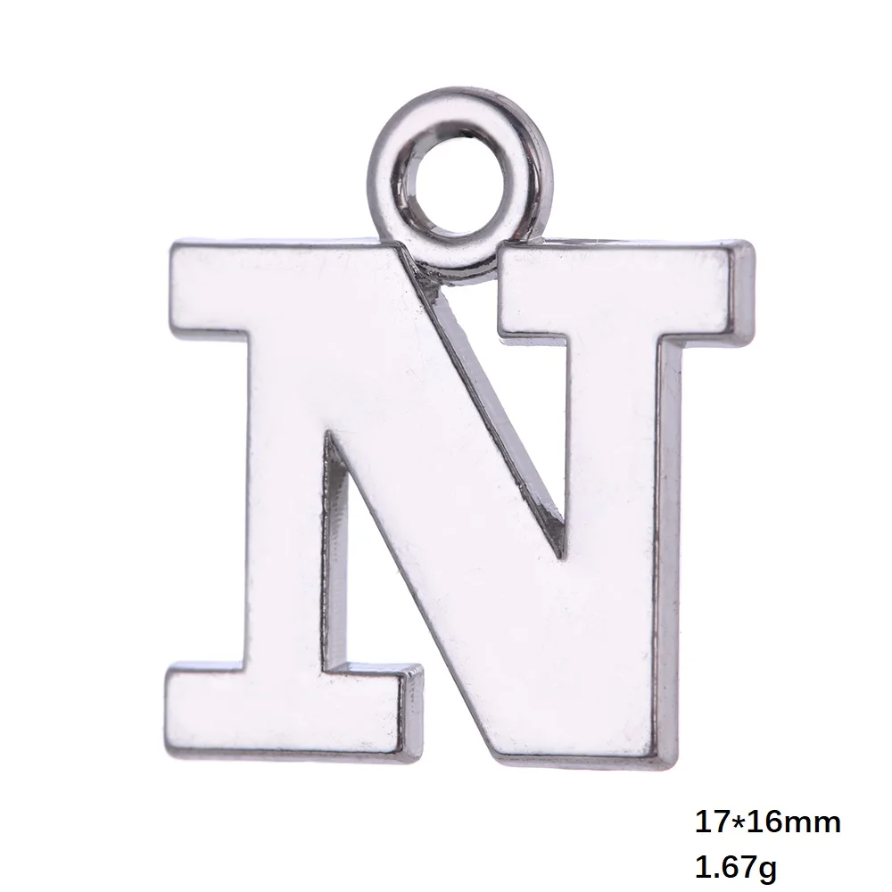 Skyrim 26 букв, Подвески для изготовления ювелирных изделий, подвеска из цинкового сплава с алфавитом для самостоятельного изготовления браслетов A B C D E F G H I J K L M - Окраска металла: N