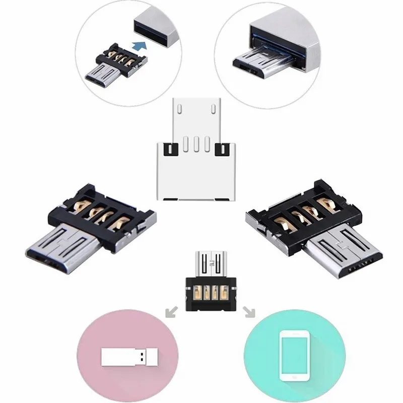 2 шт. микро USB адаптер MicroUSB OTG разъем мини OTG адаптер для Xiaomi huawei смартфон USB флэш-накопитель кабель адаптер