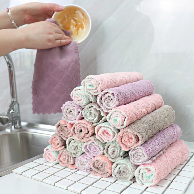 

High-Efficiency Tableware Household Cleaning Towel Kitchen Tools Gadgets Super Absorbent Microfiber Kitchen Dish Cloth 1pc
