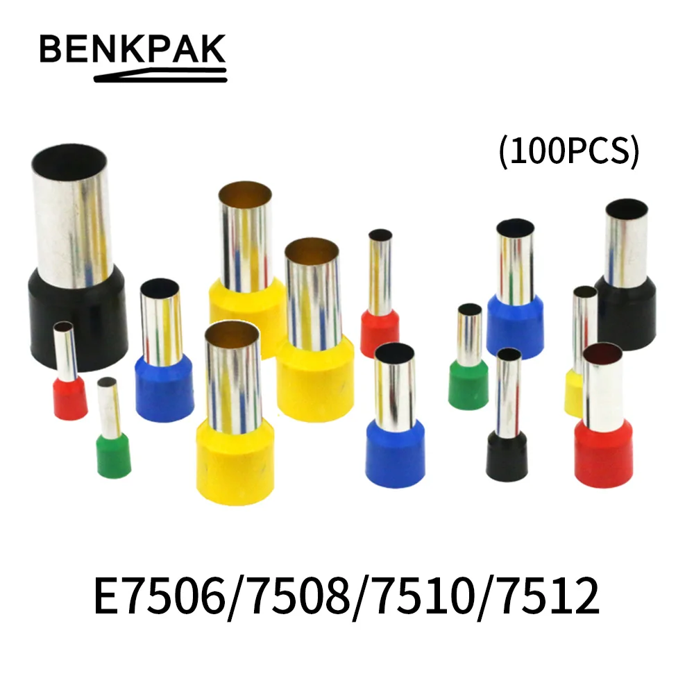 

100PCS/lot E7506 E7508 E7510 E7512 Insulated Ferrules Terminal 0.75MM2 Cable WireConnector Insulating Crimp Terminal Connect